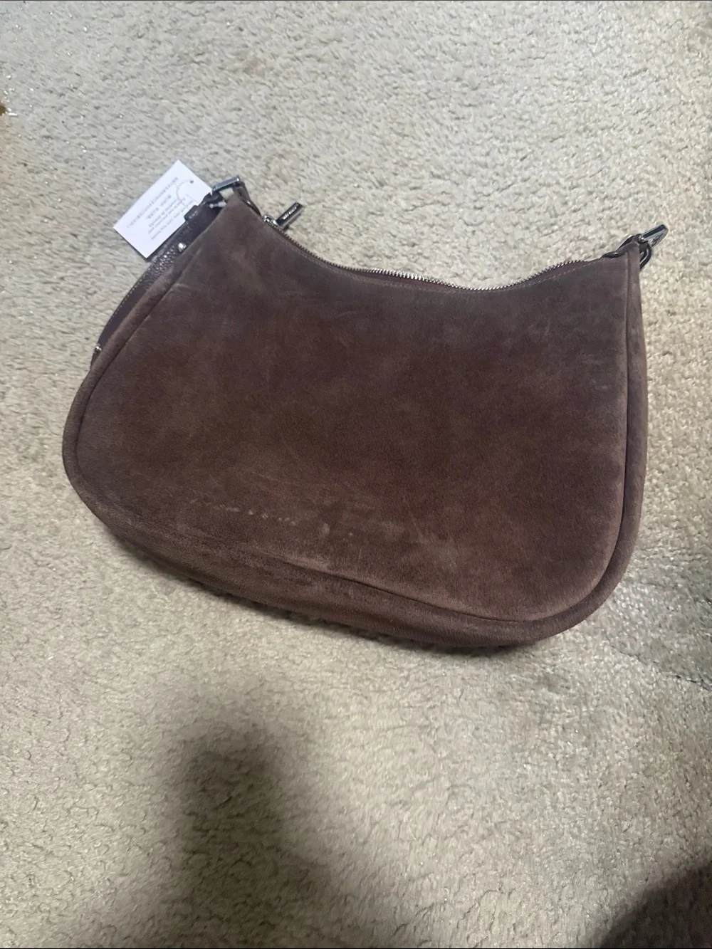 kate spade Brown Suede Shoulder Bag with Silver Hardware